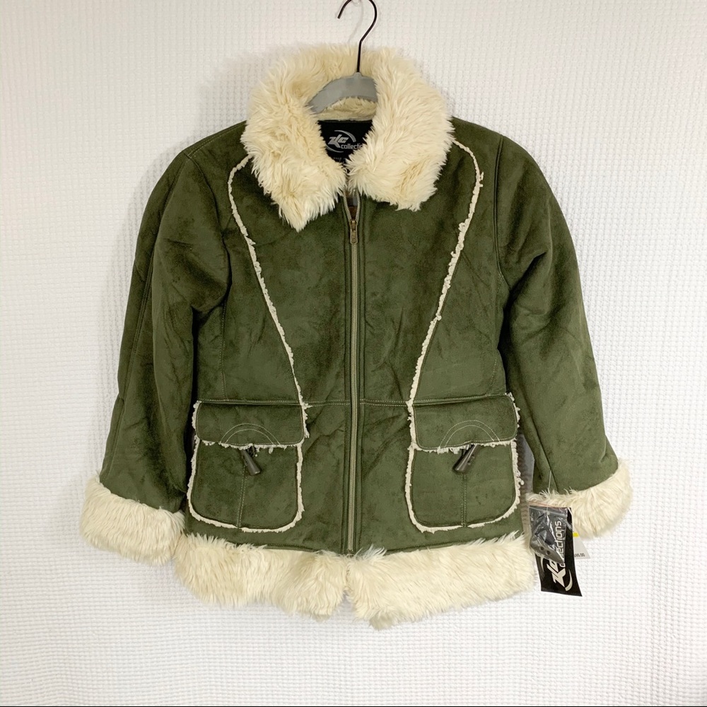 Faux Suede Sherpa Trim Coat